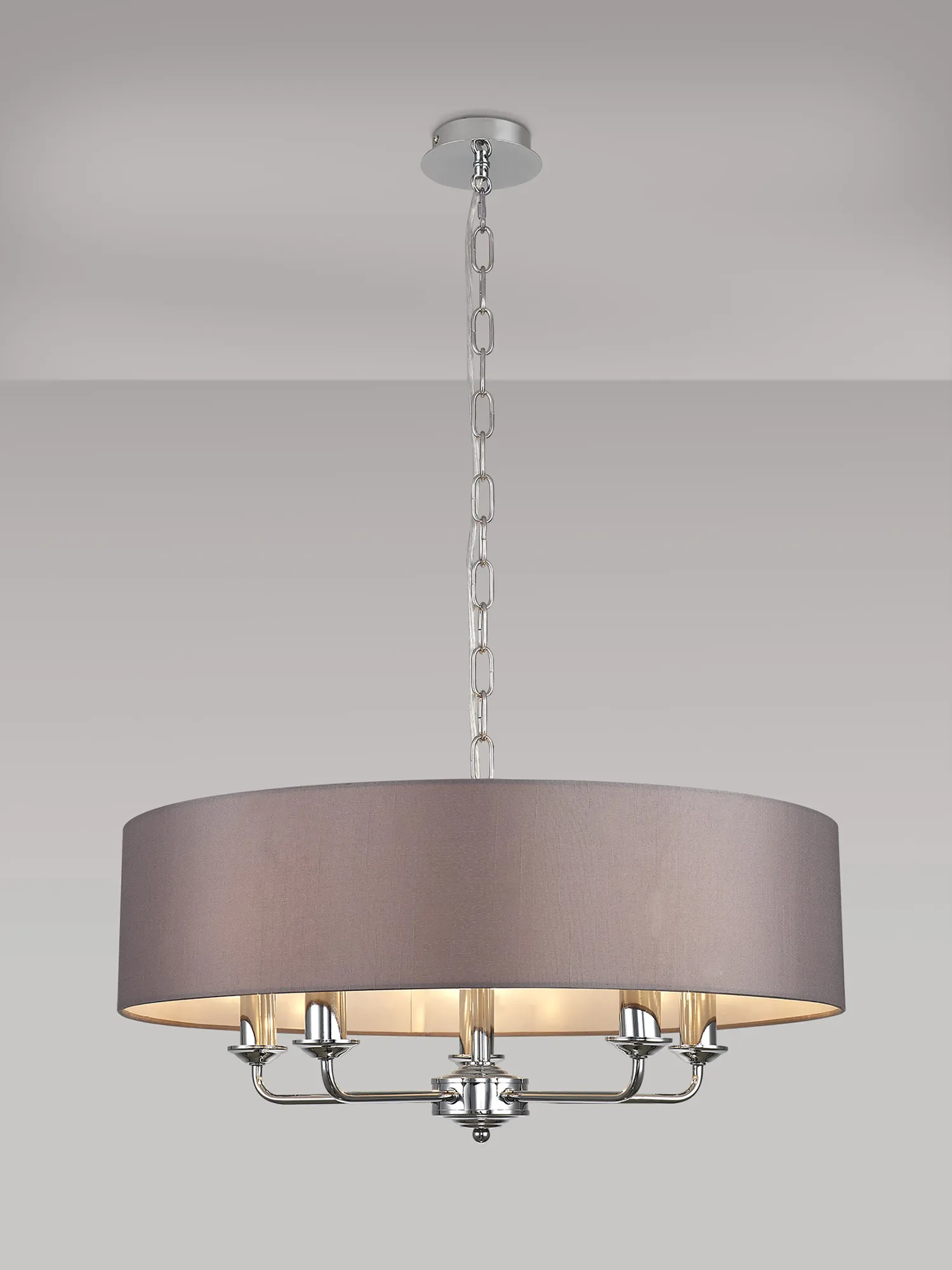 Banyan 60cm 5 Light Pendant Polished Chrome, Grey DK0005  Deco Banyan CH GR
